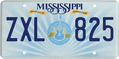 MS license plate ZXL825