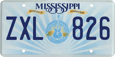 MS license plate ZXL826