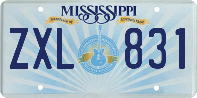 MS license plate ZXL831