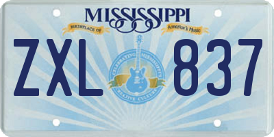 MS license plate ZXL837