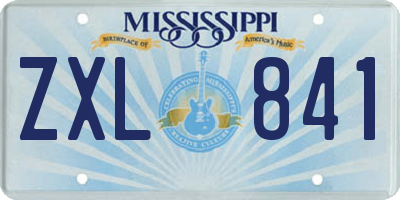 MS license plate ZXL841