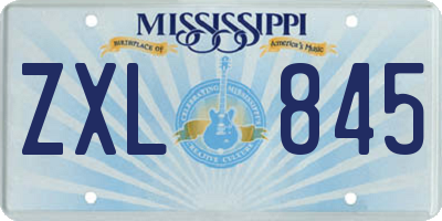 MS license plate ZXL845