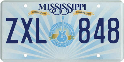MS license plate ZXL848
