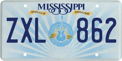 MS license plate ZXL862