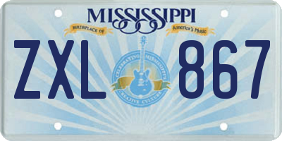 MS license plate ZXL867