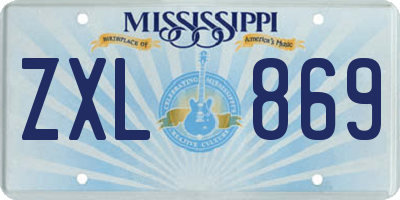 MS license plate ZXL869