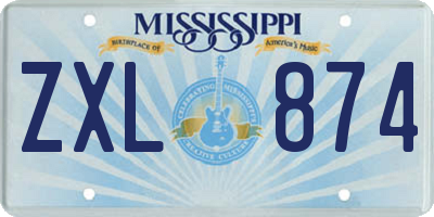 MS license plate ZXL874