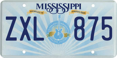 MS license plate ZXL875