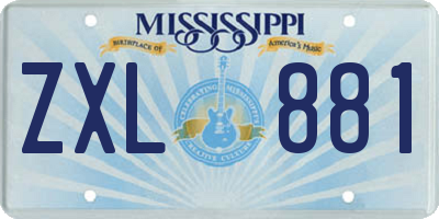 MS license plate ZXL881
