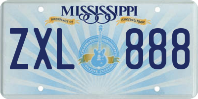 MS license plate ZXL888