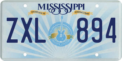 MS license plate ZXL894