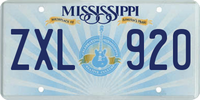 MS license plate ZXL920