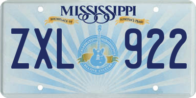 MS license plate ZXL922