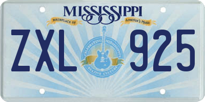 MS license plate ZXL925