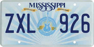 MS license plate ZXL926