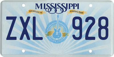 MS license plate ZXL928