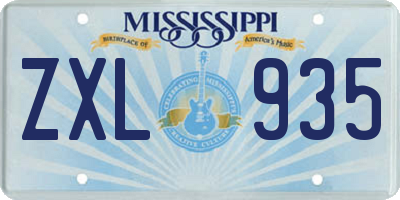 MS license plate ZXL935