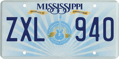 MS license plate ZXL940