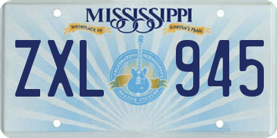 MS license plate ZXL945