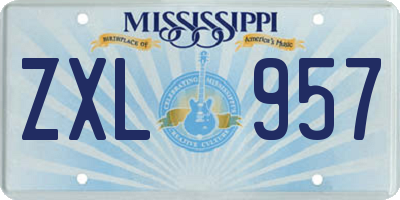 MS license plate ZXL957
