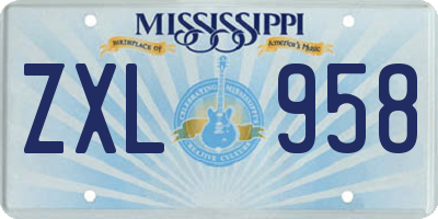 MS license plate ZXL958