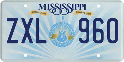 MS license plate ZXL960