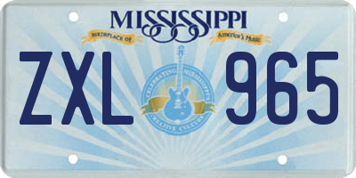 MS license plate ZXL965