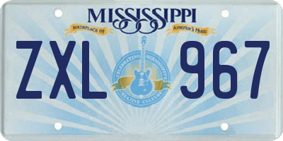 MS license plate ZXL967