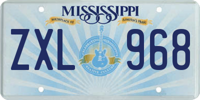 MS license plate ZXL968