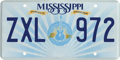 MS license plate ZXL972