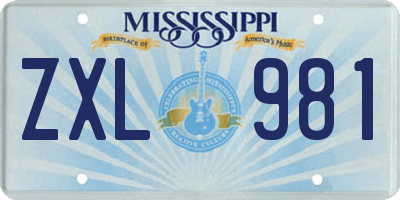 MS license plate ZXL981
