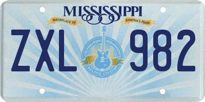 MS license plate ZXL982