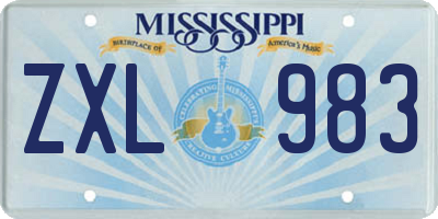 MS license plate ZXL983