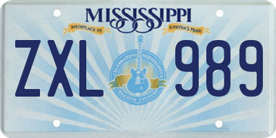 MS license plate ZXL989