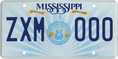 MS license plate ZXM000