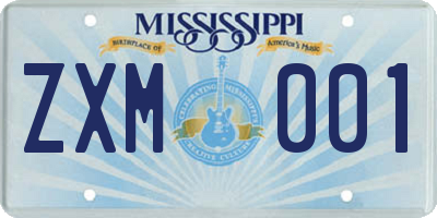 MS license plate ZXM001