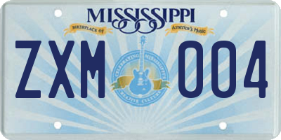 MS license plate ZXM004