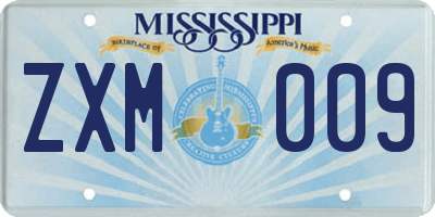 MS license plate ZXM009