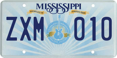 MS license plate ZXM010