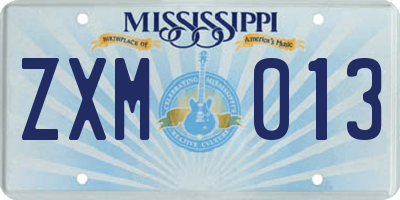 MS license plate ZXM013