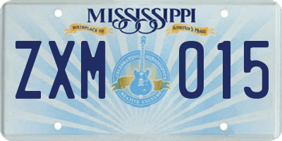 MS license plate ZXM015