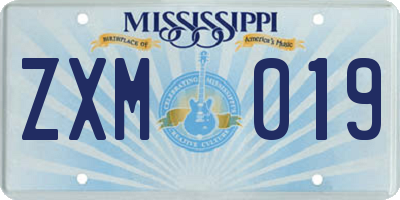 MS license plate ZXM019