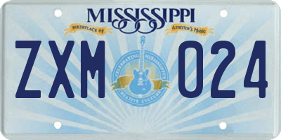 MS license plate ZXM024