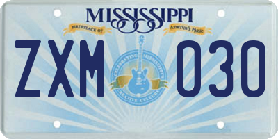 MS license plate ZXM030
