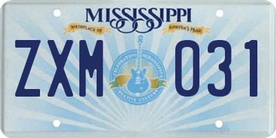 MS license plate ZXM031
