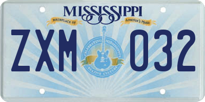 MS license plate ZXM032