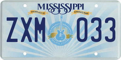 MS license plate ZXM033