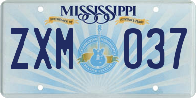 MS license plate ZXM037