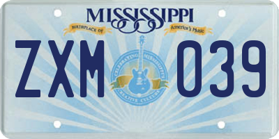 MS license plate ZXM039