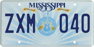 MS license plate ZXM040